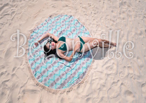 Полотенце пляжное Begonville Ripple-2 синее круглое d-150 см