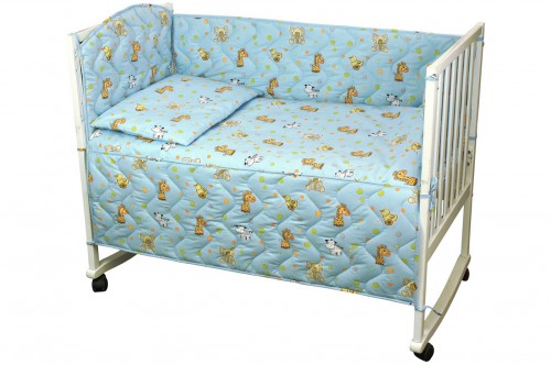 Набор в детскую кроватку Руно Игрушки голубой 4 предмета