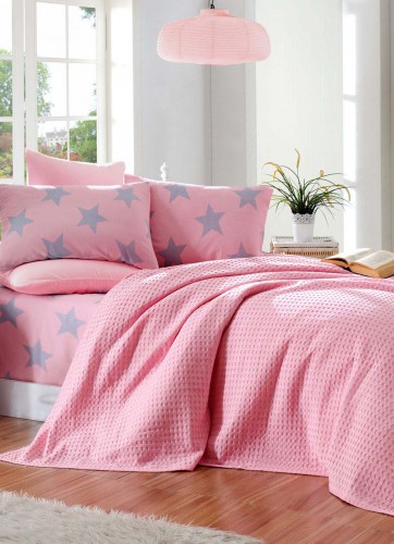 Постельное белье Eponj Big Star pembe розовый с пике ранфорс евро
