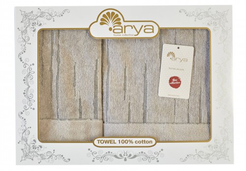 Набор полотенец Arya Way бежево-серый 50х90 см и 70х140 см