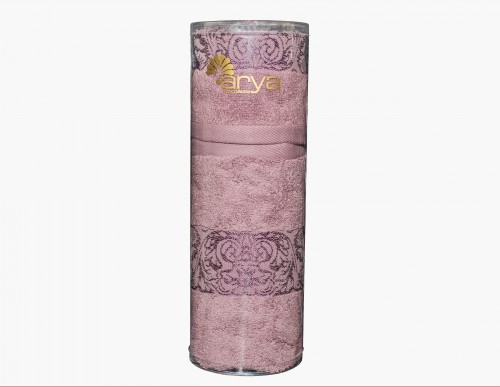 Набор полотенец Arya в тубе Jewel сухая роза 30х50 см и 50х90 см