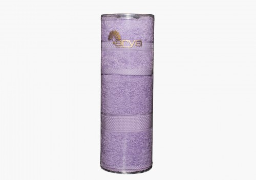 Набор полотенец Arya в тубе Miranda Soft лиловый 30х50 см и 50х90 см