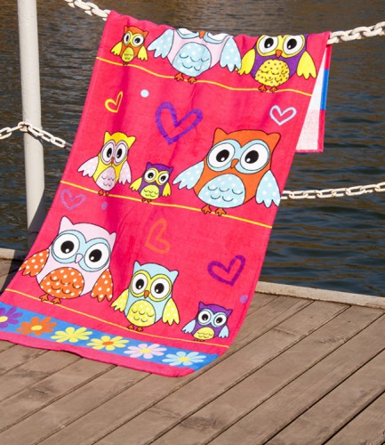 Пляжное полотенце Vende Owls велюр 75x150 см