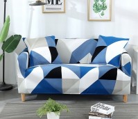 Чехол на трехместный диван принт HomyTex Ромб сине-голубой