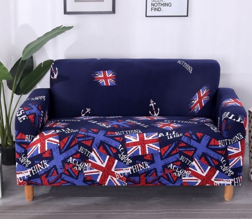 Чехол на трехместный диван принт HomyTex Британия синяя