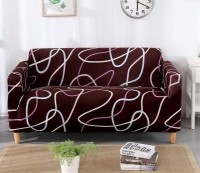 Чехол на двухместный диван принт HomyTex Волна коричневая