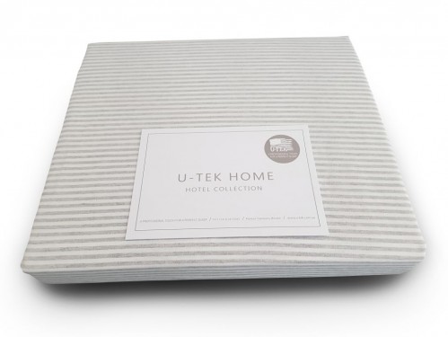 Простынь Utek Hotel Collection  Cotton Stripe Grey 30 200x220 см