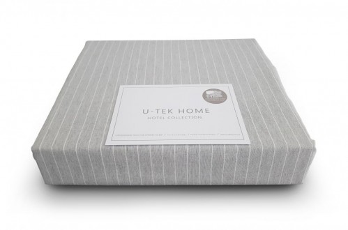 Простынь Utek Hotel Collection Stripe Grey-White 200x220 см