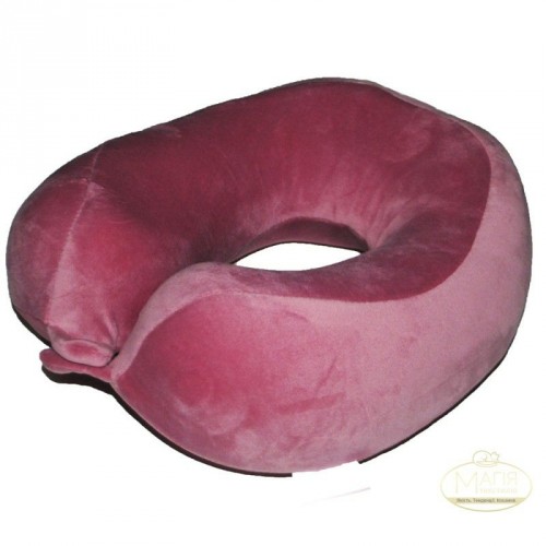 Подушка-рогалик SoundSleep с пеной мемори темно-розовая 28x30 см