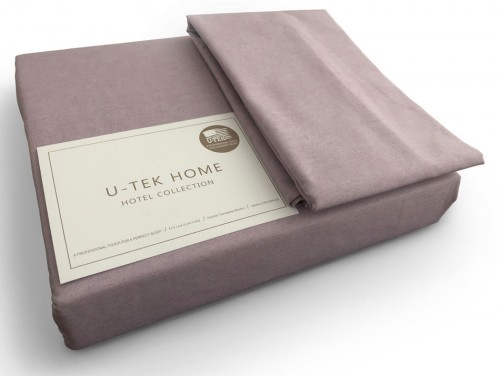 Простынь Utek Hotel Collection Cotton Lilac на резинке по периметру 80x200 см