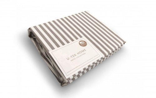 Простынь Utek Hotel Collection Cotton Stripe Cacao на резинке по периметру 200x220 см