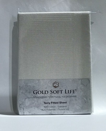 Простынь махровая на резинке Gold Soft Life Terry Fitted Sheet 160х200 см белая