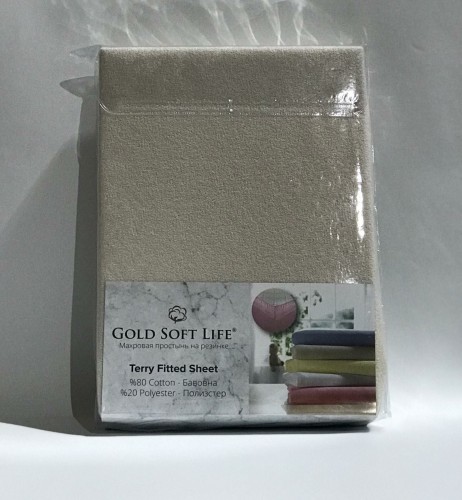 Простынь махровая на резинке Gold Soft Life Terry Fitted Sheet 160х200 см молочная