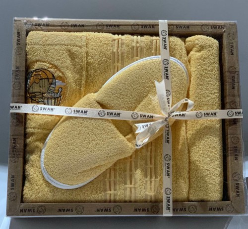 Набор для сауны Swan (юбка, чалма, тапочки) желтый