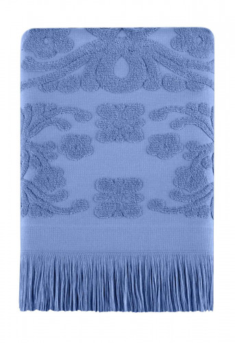 Полотенце махровое с бахромой Arya Isabel soft голубое 50х90 см