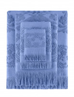 Полотенце махровое с бахромой Arya Isabel soft голубое 100х150 см