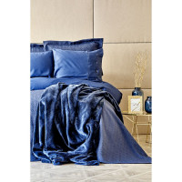 Набор Karaca Home Infinity lacivert 2020-1 синий с покрывалом и пледом евро