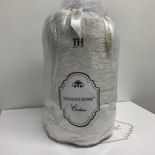 Простынь махровая на резинке с наволочками Tivolyo Home Mahra Beyaz 180х200 см