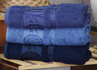 Полотенца бамбуковые 50*90 (3шт) 550г/м2 (TM Zeron) Agac Bamboo (голубой, синий, темно синий)