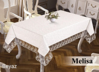 Скатерть жаккардовая прямоугольная 160х220  Maison Royale  Melisa Beyaz