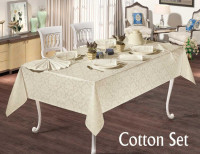 Скатерть прямоугольная 160х220 +8 салфеток 35х35, Maison Royale  ( TM Cotton Set) White