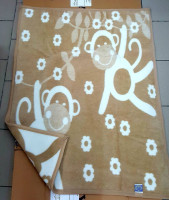 Плед-одеяло Zeron детское акрил бело - коричневое с обезьянкой 90х120 см