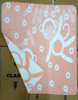 Плед - одеяло Zeron детское бело - персиковое с обезьянкой 100x120 см