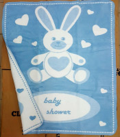 Плед - одеяло Zeron детское бело - синее с зайкой 100x120 см