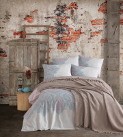 Комплект постельного белья с вафельным покрывалом 220x240 см Pike Set (ТМ New Home) Mina Kapicino