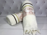 Пляжное махровое полотенце с бахромой By IDO 90х170 см.,белая