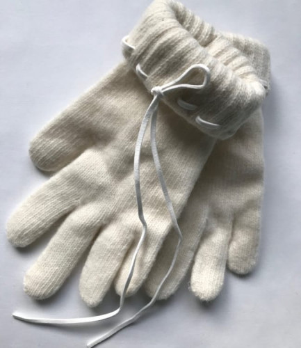 Перчатки женские зимние шерстяные Glopia шнурочек One Size молочные