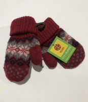 Варежки двойные Rubi Gloves 0 размер 1-2 года бордовые