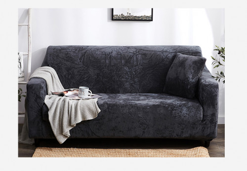 Чехол на двухместный диван HomyTex замша - микрофибра темно-серый