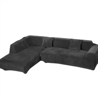 Чехол на 4х местный - угловой диван HomyTex замша - микрофибра темно-серый